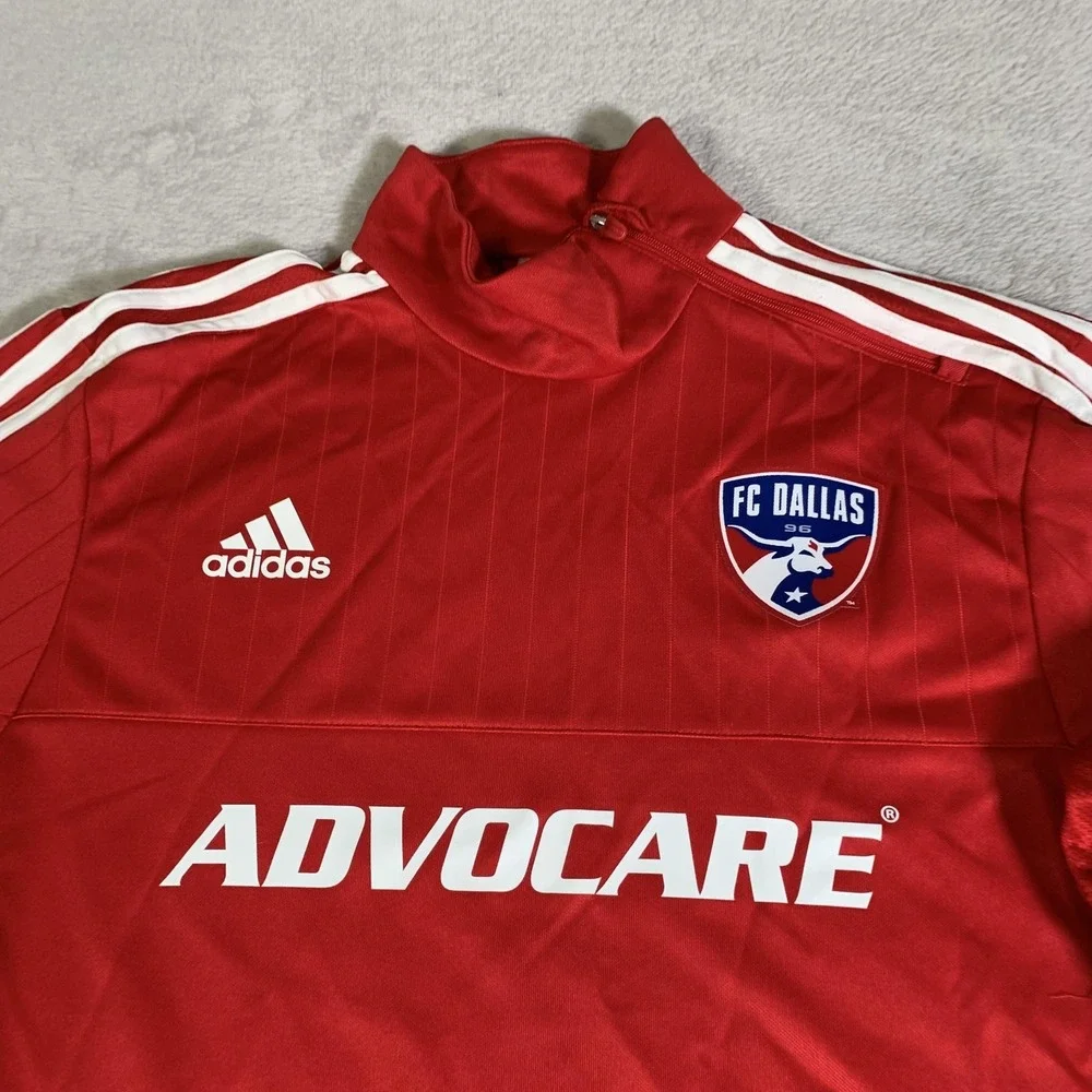 FC Dallas Shirt Mens Medium Red MLS Soccer Adidas ClimaCool Training 1/4 Zip